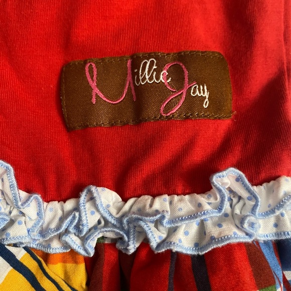 Millie Jay Spring Red Romper nautical Ruffle detail Toddler Girl 12 Months - Picture 10 of 15